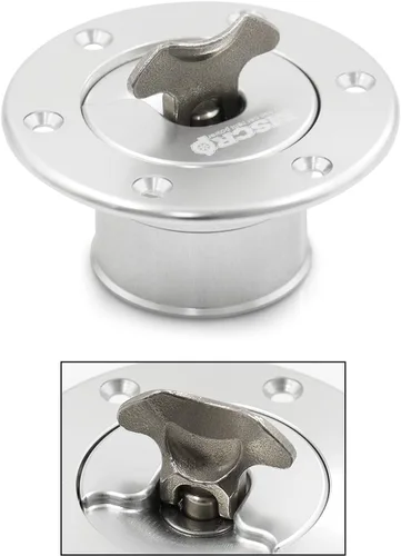 Miniatura 8 de Tapa de gas de celda de combustible de aluminio billet de 35.5mm con tanque de sobrealimentación de 6 orificios sin ventilación (plata)