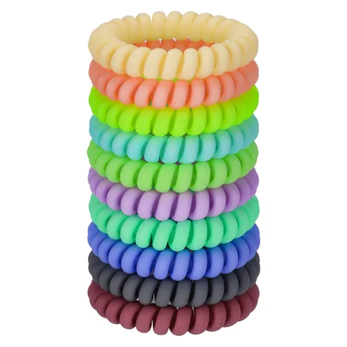 Miniatura 36 de JessLab Lazos para el cabello en espiral para mujeres, paquete de 10 sujetadores de cola de caballo sin rastro y sin daño, bandas para el cabello