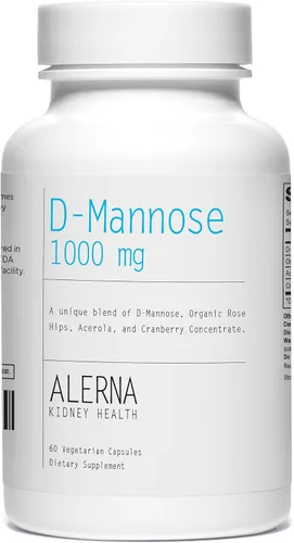 D-Manosa (1000mg), con concentrado de arándano y escaramujo orgánico, apoya la función normal del tracto urinario, 1 botella, 60