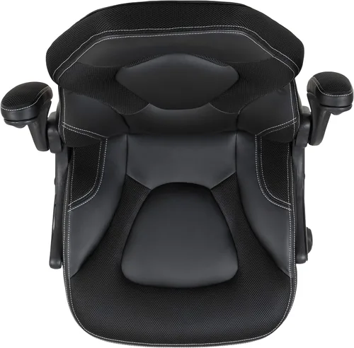 Miniatura 8 de Flash Furniture X10 LeatherSoft - Silla de juegos con respaldo alto estilo carreras con brazos abatibles, silla giratoria ergonómica acolchada