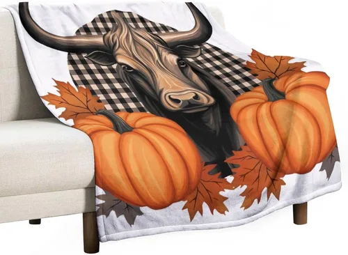 Miniatura 24 de Manta de lana cuadriculada con diseño de calabaza, hojas de arce, Acción de Gracias, manta de cama para otoño, Acción de Gracias, ligera, súper