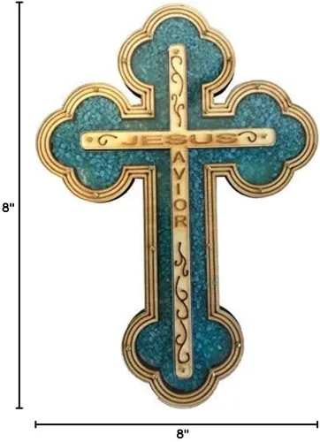Miniatura 13 de Cruz del Salvador de Jesús Llena de Piedras Semipreciosas Cornalina Rojiza Firy de Tierra Santa