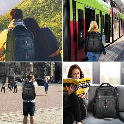 Miniatura 7 de KROSER Mochila para laptop compatible con TSA de 17.3 pulgadas XL, mochila para computadora resistente al agua, mochila de viaje para universidad