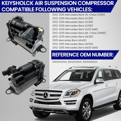 Miniatura 6 de Bomba de compresor de suspensión neumática compatible con 12-16 Benz Clase GL X166/GL350/450/550/63 AMG, 12-15 Benz Clase ML W166/350/400/550/63 AMG