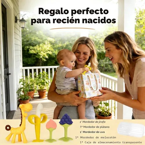 Miniatura 7 de HAILI XMGQ Juguetes de dentición para bebés de 3-6 meses, mordedor de silicona para bebés sin BPA para congelador, alivio de la dentición de bebés