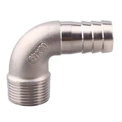 Miniatura 9 de Púa de manguera de 1/2 pulgada x 1/2 pulgada macho NPT acero inoxidable codo de 90 grados rosca de púas accesorio de tubería (paquete de 2)