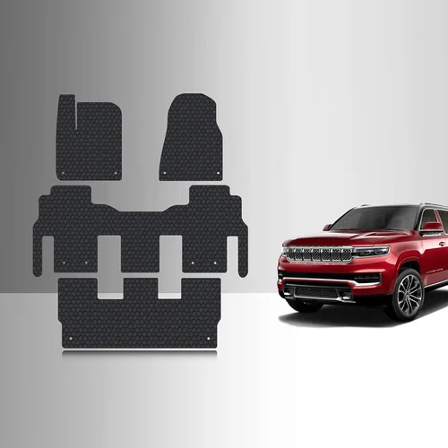 Miniatura 11 de TOUGHPRO Juego de accesorios de alfombrillas + tercera fila + carga para Jeep Wagoneer de 8 plazas para todo tipo de clima, goma negra resistente