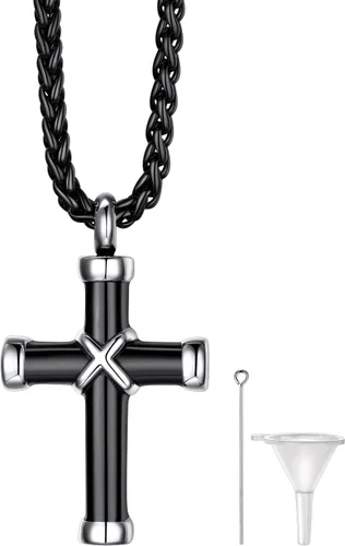 Miniatura 18 de Richsteel Collares de urna para cenizas para mujeres y hombres, collar con colgante de cremación para cenizas, joyería conmemorativa de acero