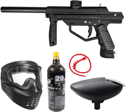 Miniatura 9 de Maddog JT Stealth Paintball Gun Marker and Accessory Starter Packages [CO2] Marker, 20oz CO2 Tank, Mask, Hopper, Pods, Harness & Protective Gear
