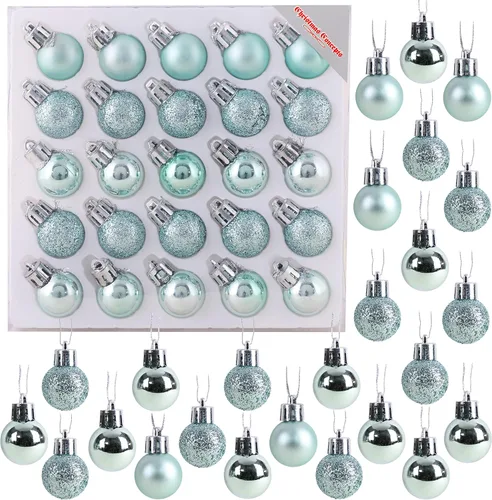 Miniatura 26 de Christmas Concepts® Juego de 25 mini bolas para árbol de Navidad - 25 mm - Adornos colgantes decorados con acabado brillante, mate y purpurina