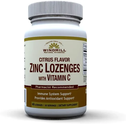 Windmill Health Natural Vitaminas Pastillas de zinc con vitamina C, sabor a miel, limón, apoyo al sistema inmunológico, proporciona apoyo