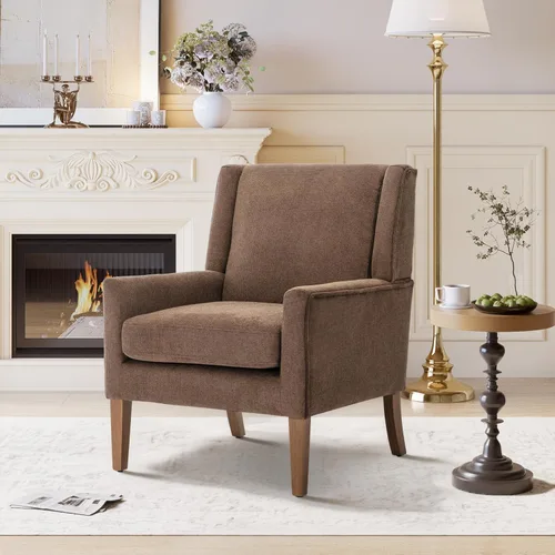 Miniatura 13 de Sillas de acento para sala de estar, sillas de sala de estar de madera y tela de mediados de siglo, sillón con brazos, sillas auxiliares para sala