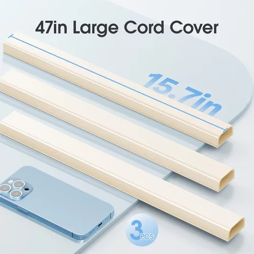 Miniatura 3 de Ocultador de cable grande – Ocultador de cable de 47 pulgadas para TV en la pared, ocultador de cables pintable, kit de organización de cables XL
