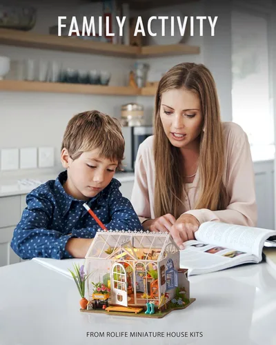 Miniatura 5 de Rolife - Kit de casa de muñecas en miniatura de bricolaje para adultos, fáciles de ensamblar, juegos de construcción de mini invernaderos, casa