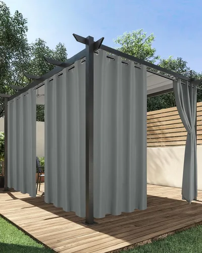 Miniatura 19 de HolidayIdeas Cortinas impermeables para patio, 4 paneles, 54 x 84 pulgadas, protección de privacidad y filtrado de luz, cortinas exteriores con Negro