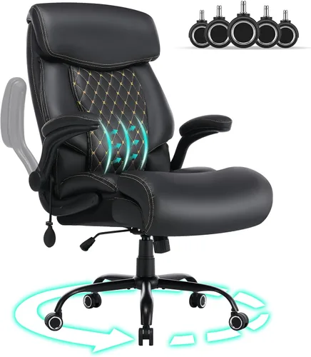 Silla de oficina grande y alta de 500 libras, cómoda silla ejecutiva resistente con soporte lumbar ajustable para dolor de espalda, silla de