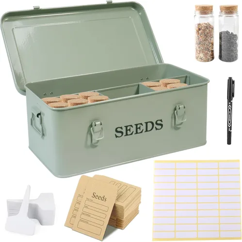 Miniatura 12 de Caja de ahorro de semillas, contenedor de semillas de metal, caja organizadora de almacenamiento de semillas, contenedor de paquetes de semillas