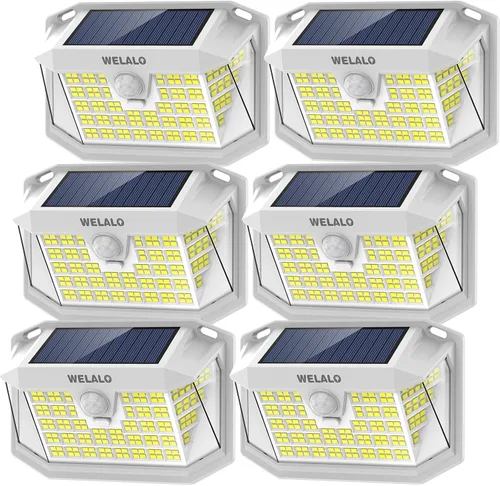 Miniatura 7 de WELALO Luces solares con sensor de movimiento para exteriores, [3 modos/4 paquetes/188 LED] Iluminación gran angular de 270°, luces de pared