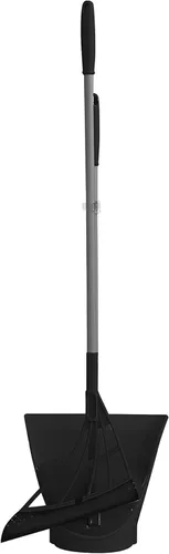 Juego de escoba y recogedor Broombi - Escoba y escobilla de silicona para todas las superficies para limpieza interior - Barre vidrio, polvo, Negro