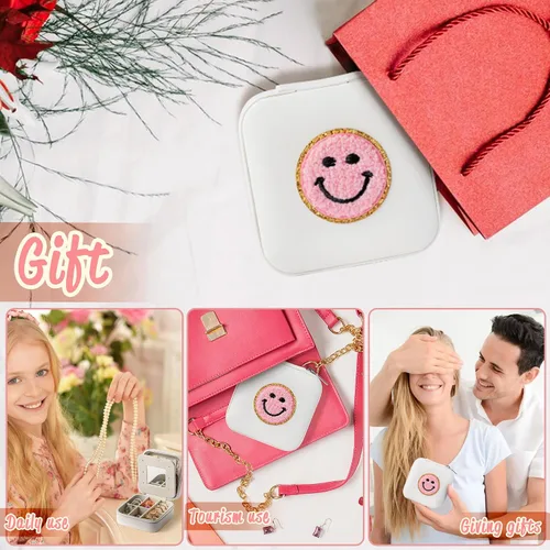 Miniatura 5 de Pequeño estuche de joyería de viaje preppy para mujer, mini organizador de joyas para viajes, caja de joyería de viaje preppy para anillos, aretes
