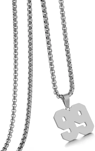 Miniatura 64 de Collar de Número Dorado para Hombre, Cadena de Acero Inoxidable con Colgante de Número para Atletas, Joyería Deportiva Personalizada para Niños
