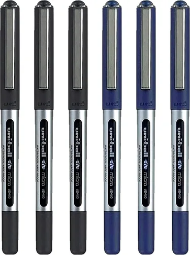 uni-ball Eye Micro Ub-150E - Bolígrafo de tinta de gel (0.020 in, 6 unidades, 3 unidades), color negro y azul