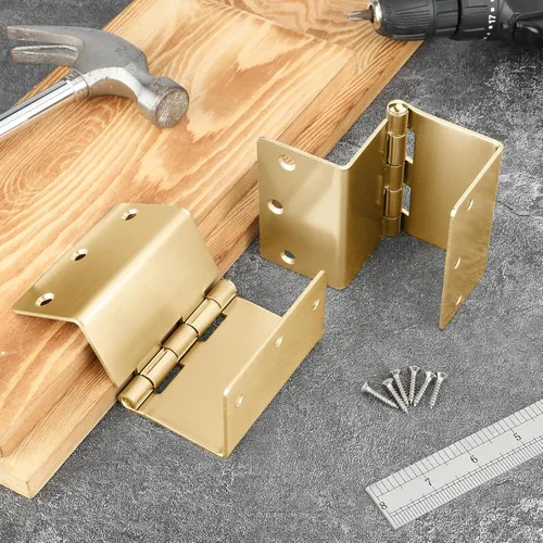 Miniatura 5 de Haidms Paquete de 3 Bisagras Descentradas Doradas de 3.5 Pulgadas Bisagras de Puerta Expandibles Resistentes con Esquina de Radio de 1/4 Pulgada