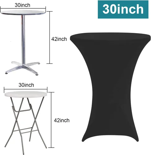 Miniatura 5 de RELIANCER 1 paquete de fundas para mesa de cóctel, mantel de elastano ajustado de 30"x42", mantel redondo elástico para mesas altas, fundas de mesa
