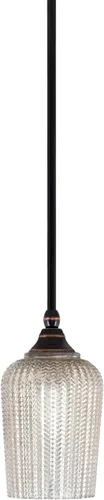 Miniatura 27 de Toltec Lighting Tallo Colgado Mini colgante, acabado de cobre negro, 3.5" cuadrado humo burbuja vidrio
