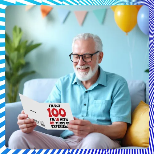 Miniatura 7 de Tarjeta de cumpleaños número 100 para mujeres y hombres, no 100, soy 18 con 82 años de experiencia, divertida tarjeta de felicitación de feliz