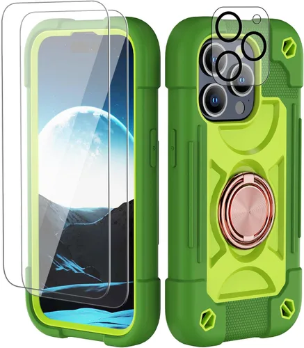 Miniatura 97 de Funda para iPhone 11 de 6.1 pulgadas con soporte de anillo, con 2 protectores de pantalla de vidrio, resistente a los golpes, resistente a
