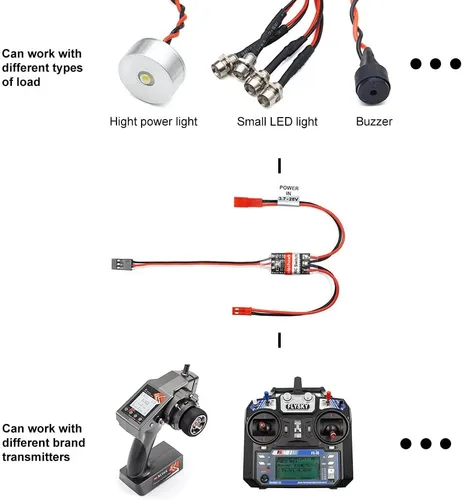 Miniatura 5 de Control remoto remoto AUX encendido/apagado interruptor electrónico relé para coche, camión, barco, luz LED Drone (8A)