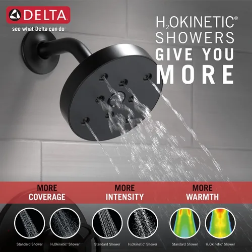 Miniatura 6 de DELTA FAUCET Trinsic - Grifo de ducha de un solo mango con cabezal de ducha H2Okinetic, juego de grifo de ducha negro, kit de molduras de ducha