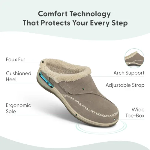 Miniatura 12 de Orthofeet Charlotte - Pantuflas ortopédicas con forro de piel sintética para mujer