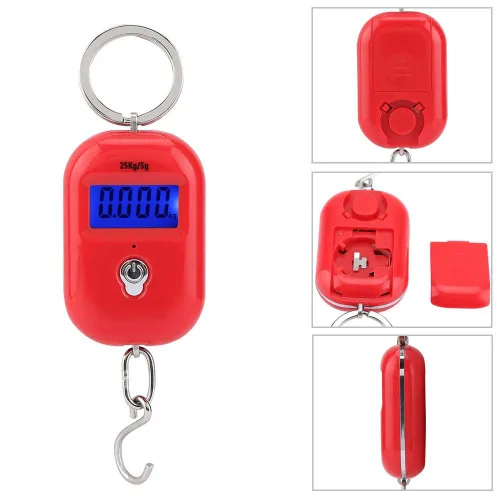Miniatura 4 de Mini báscula electrónica, báscula de pesaje de pescado, portátil, 55.1 lbs/5G, báscula colgante digital, llavero de bolsillo, gancho