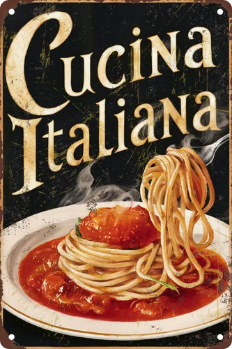 Cartel de metal vintage de comida italiana Cucina Italiana Funny Bar Cafe Restaurant Kitchen Home Wall Art Decor 8x12 pulgadas