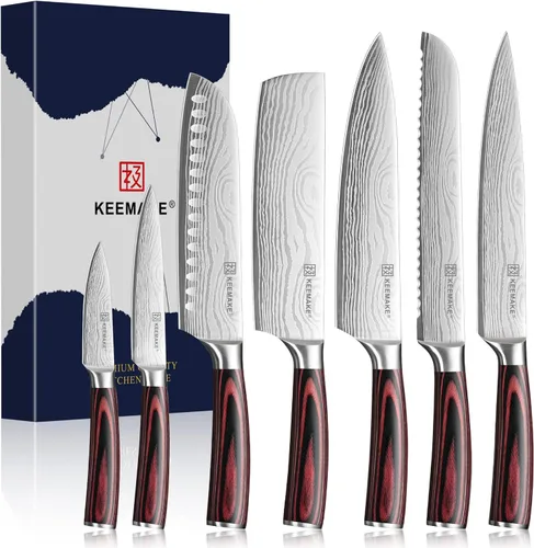 Miniatura 9 de KEEMAKE Juego de cuchillos de cocina, 3 piezas de cuchillos de chef profesionales con acero inoxidable de alto carbono, juego de cuchillos de cocina