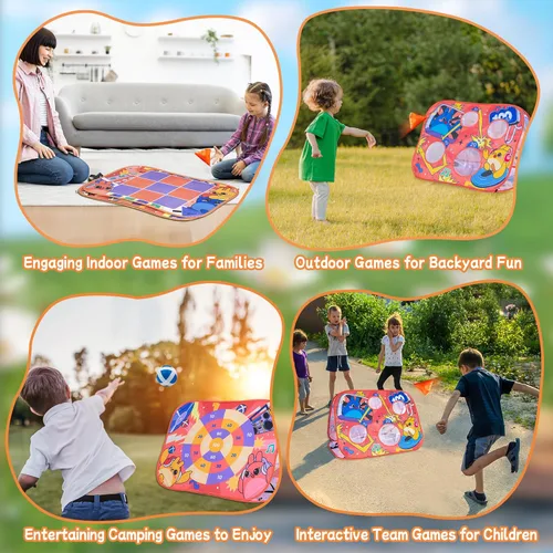 Miniatura 8 de Giant 3 in 1 Bean Bag Toss Game for Kids, Toddler Outdoor Toss Toys for 2 3 4 5 6 7 8 Year Old Boys Girls, Family Party Supplies, Cornhole Party
