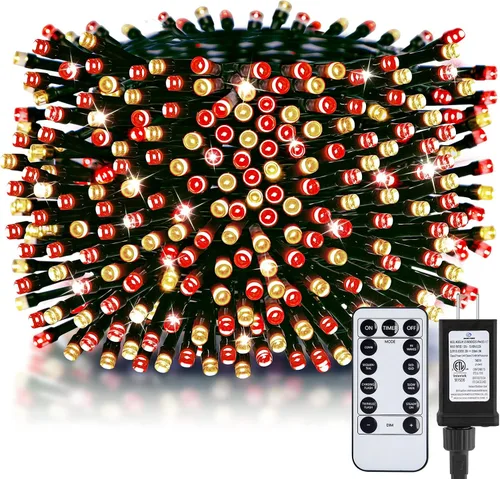 Miniatura 19 de Minetom Luces LED para árbol de Navidad de 50 pies, 1000 luces LED para exteriores, cuerda de petardos para exteriores, 12 modos, temporizador