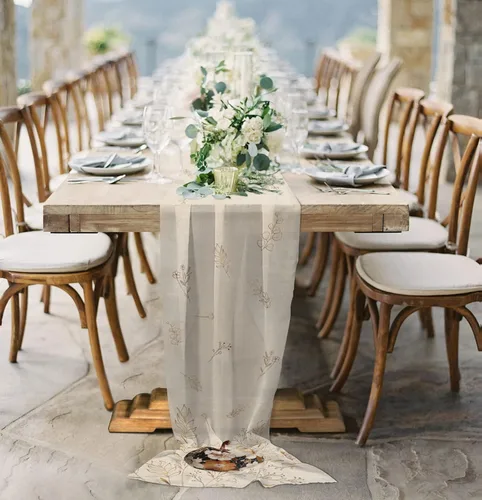 Miniatura 4 de Elegant Pumpkins Chiffon Table Runner 55 Inches Long, Voile Sheer Tulle Runner for Rustic Wedding Reception Bridal Shower Decorations Birthday