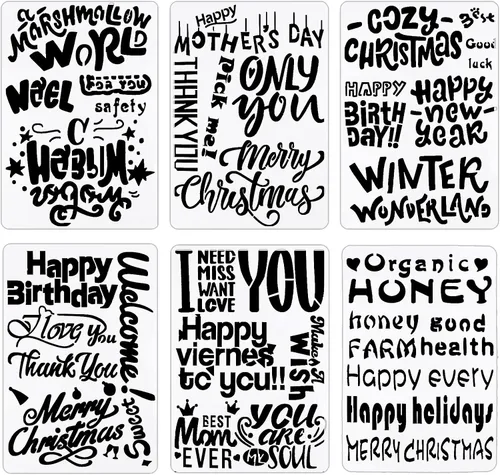 6 unidades de 6 estilos motivacionales para dibujar palabras, pinturas, manualidades, citas inspiradoras, plantillas de letras para suelos,