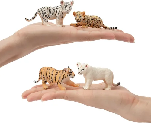 Miniatura 4 de Toymany 12 figuras de animales de safari, animales de zoológico de plástico para bebés muy realistas, conjunto de figuras de juguete de leones