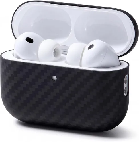 DEFF Funda para AirPods Pro 3 (2025) - Funda protectora de fibra de aramida Dupont auténtica, ultra fina de 0.026 in y piel minimalista ligera de