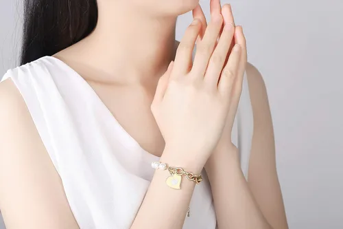 Miniatura 4 de mnmoom Elegantes pulseras de identificación médica con cuentas de perlas de imitación con corazón de alerta médica para mujer, Metal, no conocido