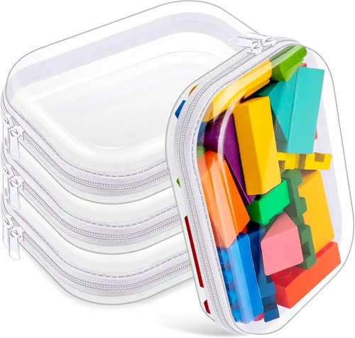 Miniatura 24 de Hoolerry 4 piezas de estuches rígidos transparentes con cremallera, bolsas de maquillaje, estuche de plástico para lápices, contenedores de caja