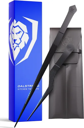 Dalstrong Juego de Pinzas Profesionales para Alimentos y Pinzas de Cocina de 2 piezas (6.5" y 10") - Alta Precisión, Recubrimiento de Titanio Negro,