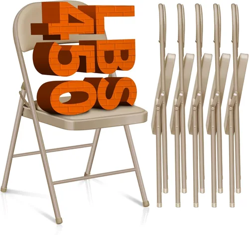 Miniatura 8 de Paquete de 6 sillas plegables, sillas plegables acolchadas con marco de metal, silla plegable negra para oficina, fiestas, reuniones, eventos al