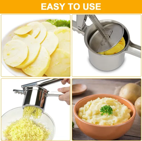 Miniatura 6 de Ricer de papas de 15 onzas, triturador de patatas de acero inoxidable resistente para puré de papas, con 3 discos intercambiables, herramienta
