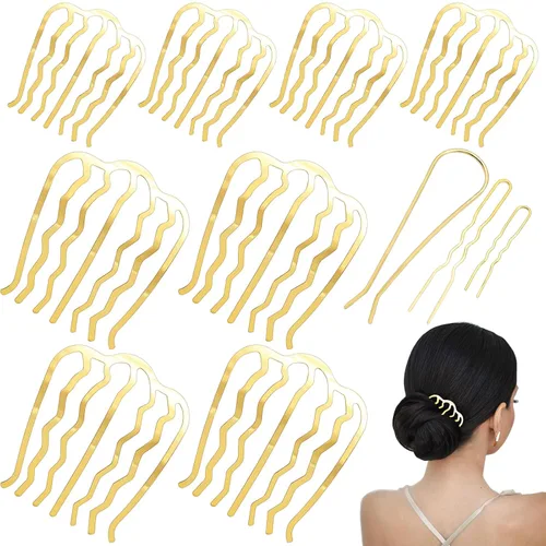 Miniatura 8 de 11 peines laterales de metal para el cabello, pinzas de horquilla para el cabello, peine de giro francés, barra de pelo updo, herramientas