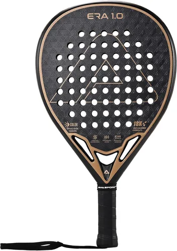 AMA SPORT ERA 1.0 Raqueta de pádel con superficie de fibra de carbono con núcleo de espuma EVA Memory Flex Raqueta de pádel ligera de potencia y Oro